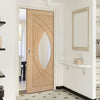 Bespoke Treviso Oak Glazed Single Pocket Door - Prefinished