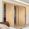 Three Sliding Doors and Frame Kit - Treviso Oak Flush Door - Prefinished