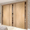 Four Sliding Wardrobe Doors & Frame Kit - Treviso Oak Flush Door - Prefinished