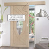 Single Sliding Door & Wall Track - Treviso Oak Door - Clear Glass - Unfinished