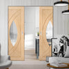 Bespoke Treviso Oak Glazed Double Frameless Pocket Door - Prefinished
