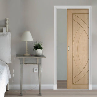Image: Treviso Oak Flush Single Evokit Pocket Door - Prefinished
