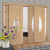 Bespoke Thruslide Treviso Oak Glazed - 4 Sliding Doors and Frame Kit