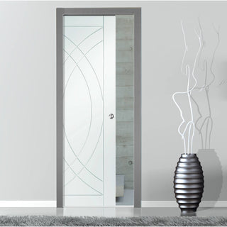 Image: Treviso Flush Single Evokit Pocket Door - Primed