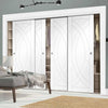 Four Sliding Wardrobe Doors & Frame Kit - Treviso Flush Door - White Primed