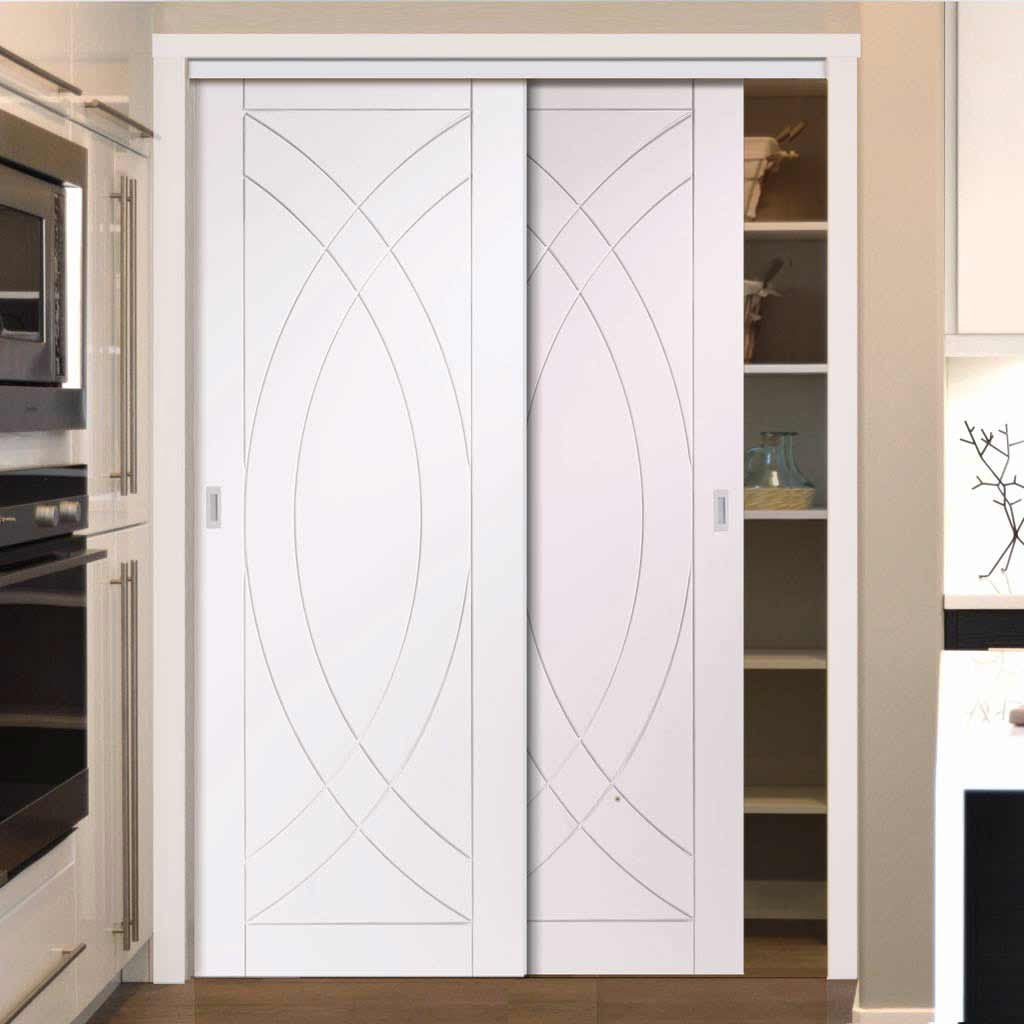 Bespoke Thruslide Treviso Flush 2 Door Wardrobe and Frame Kit - White Primed - White Primed