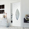 Bespoke Treviso White Primed Oak Glazed Single Pocket Door