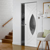 Bespoke Treviso White Primed Oak Glazed Single Frameless Pocket Door