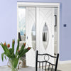 Bespoke Thruslide Treviso Oak Glazed - 2 Sliding Doors and Frame Kit - White Primed