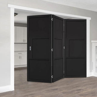 Image: Three Folding Doors & Frame Kit - Tribeca 3 Panel Black Painted 3+0 - Prefinished