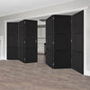 Six Folding Doors & Frame Kit - Tribeca 3 Panel Black Painted 3+3 - Prefinished