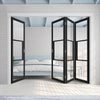 Four Folding Doors & Frame Kit - Tribeca 3 Pane Black Primed 3+1 - Clear Glass