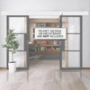 Double Sliding Door & Wall Track - Tribeca 3 Pane Black Primed Door - Clear Glass