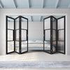Six Folding Doors & Frame Kit - Tribeca 3 Pane Black Primed 3+3 - Clear Glass
