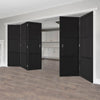 Five Folding Doors & Frame Kit - Tribeca 3 Panel Black Primed 3+2