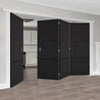 Four Folding Doors & Frame Kit - Tribeca 3 Panel Black Painted 3+1 - Prefinished