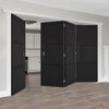 Four Folding Doors & Frame Kit - Tribeca 3 Panel Black Painted 3+1 - Prefinished