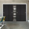 Four Sliding Maximal Wardrobe Doors & Frame Kit - Tribeca 3 Panel Black Primed Door