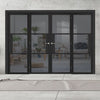ThruEasi Room Divider - Tribeca 3 Pane Black Primed Tinted Glass Unfinished Double Doors with Double Sides