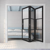 Three Folding Doors & Frame Kit - Tribeca 3 Pane Black Primed 3+0 - Clear Glass
