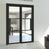 Room Divider - Tribeca 3 Pane Black Clear Glass Prefinished Door with Single Side