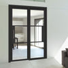 ThruEasi Room Divider - Tribeca 3 Pane Black Primed Clear Glass Unfinished Door with Single Side