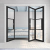 Three Folding Doors & Frame Kit - Tribeca 3 Pane Black Primed 2+1 - Clear Glass