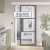 Single Sliding Door & Wall Track - Tribeca 3 Pane Black Painted Door - Clear Glass