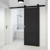 Top Mounted Black Sliding Track & Door - Tribeca 3 Panel Black Primed Door