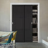 Two Sliding Maximal Wardrobe Doors & Frame Kit - Tribeca 3 Panel Black Primed Door