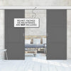 Double Sliding Door & Wall Track - Tribeca 3 Panel Black Painted Door - Prefinished