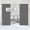 Double Sliding Door & Wall Track - Tribeca 3 Panel Black Primed Door