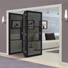 Three Folding Doors & Frame Kit - Tribeca 3 Pane Black Primed 3+0 - Tinted Glass