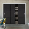 Three Sliding Maximal Wardrobe Doors & Frame Kit - Tribeca 3 Panel Black Primed Door