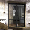 Tribeca 3 Pane Black Painted Internal Door Pair - Clear Glass - Prefinished