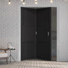 Two Folding Doors & Frame Kit - Tribeca 3 Panel Black Painted 2+0 - Prefinished