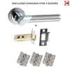 Four Pack Tunis Mediterranean Lever on Rose - Satin Nickel - Polished Chrome Handle