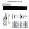 Tupai Rapido VersaLine Tobar Bathroom Lever on Long Rose - Pearl Black Decorative Plate - Bright Polished Chrome Handle Pack
