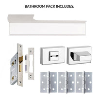 Tupai Rapido VersaLine Tobar Bathroom Lever on Long Rose - White Decorative Plate - Bright Polished Chrome Handle Pack