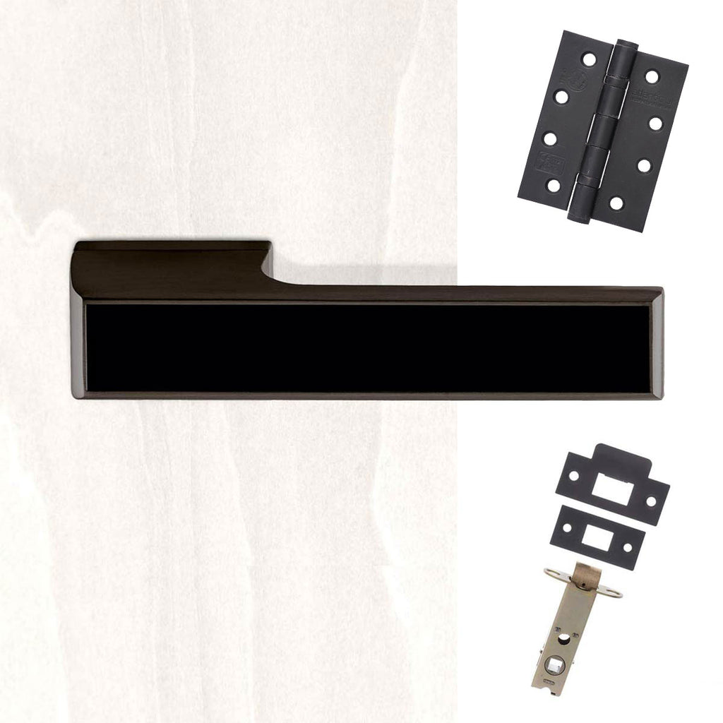 Tupai Rapido VersaLine Tobar Fire Lever on Long Rose - Pearl Black Decorative Plate - Pearl Black Handle Pack