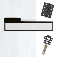 Tupai Rapido VersaLine Tobar Fire Lever on Long Rose - Polished Stainless Steel Decorative Plate - Pearl Black Handle Pack
