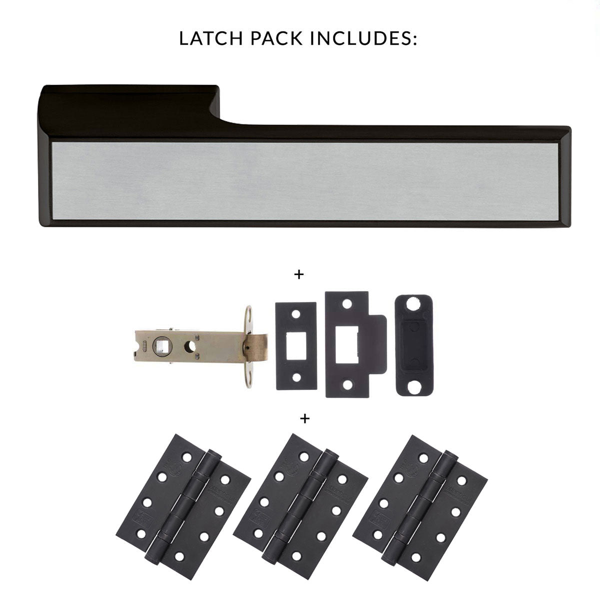 Tupai Rapido VersaLine Tobar Fire Lever on Long Rose - Satin Stainless Steel Decorative Plate - Pearl Black Handle Pack