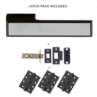 Tupai Rapido VersaLine Tobar Fire Lever on Long Rose - Satin Stainless Steel Decorative Plate - Pearl Black Handle Pack