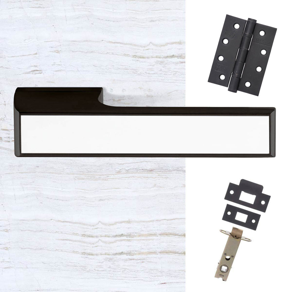 Tupai Rapido VersaLine Tobar Fire Lever on Long Rose - White Decorative Plate - Pearl Black Handle Pack
