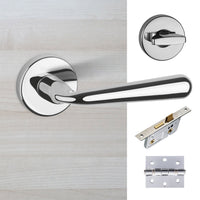 Tupai Rapido CurvaLine Adra Bathroom Lever on Round Rose - Bright Polished Chrome Handle Pack