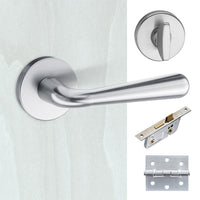 Tupai Rapido CurvaLine Adra Bathroom Lever on Round Rose - Satin Chrome Handle Pack
