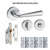 Tupai Rapido CurvaLine Adra Bathroom Lever on Round Rose - Satin Chrome Handle Pack