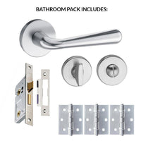 Tupai Rapido CurvaLine Adra Bathroom Lever on Round Rose - Satin Chrome Handle Pack