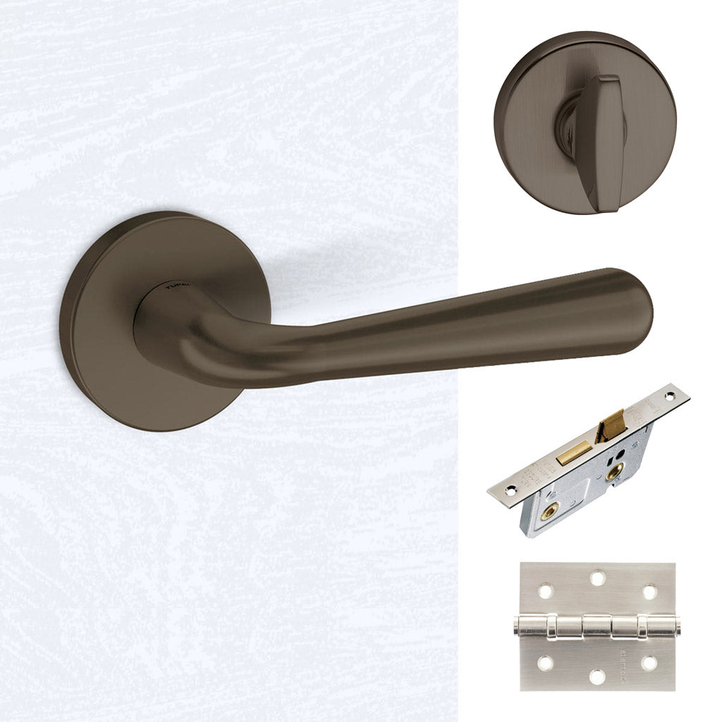 Tupai Rapido CurvaLine Adra Bathroom Lever on Round Rose - Titanium Handle Pack