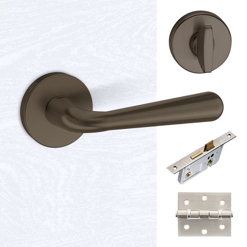 Tupai Rapido CurvaLine Adra Bathroom Lever on Round Rose - Titanium Handle Pack